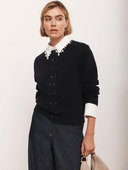 Mint Velvet Double Button Long Sleeve Cardigan, Navy - view 2, Navy