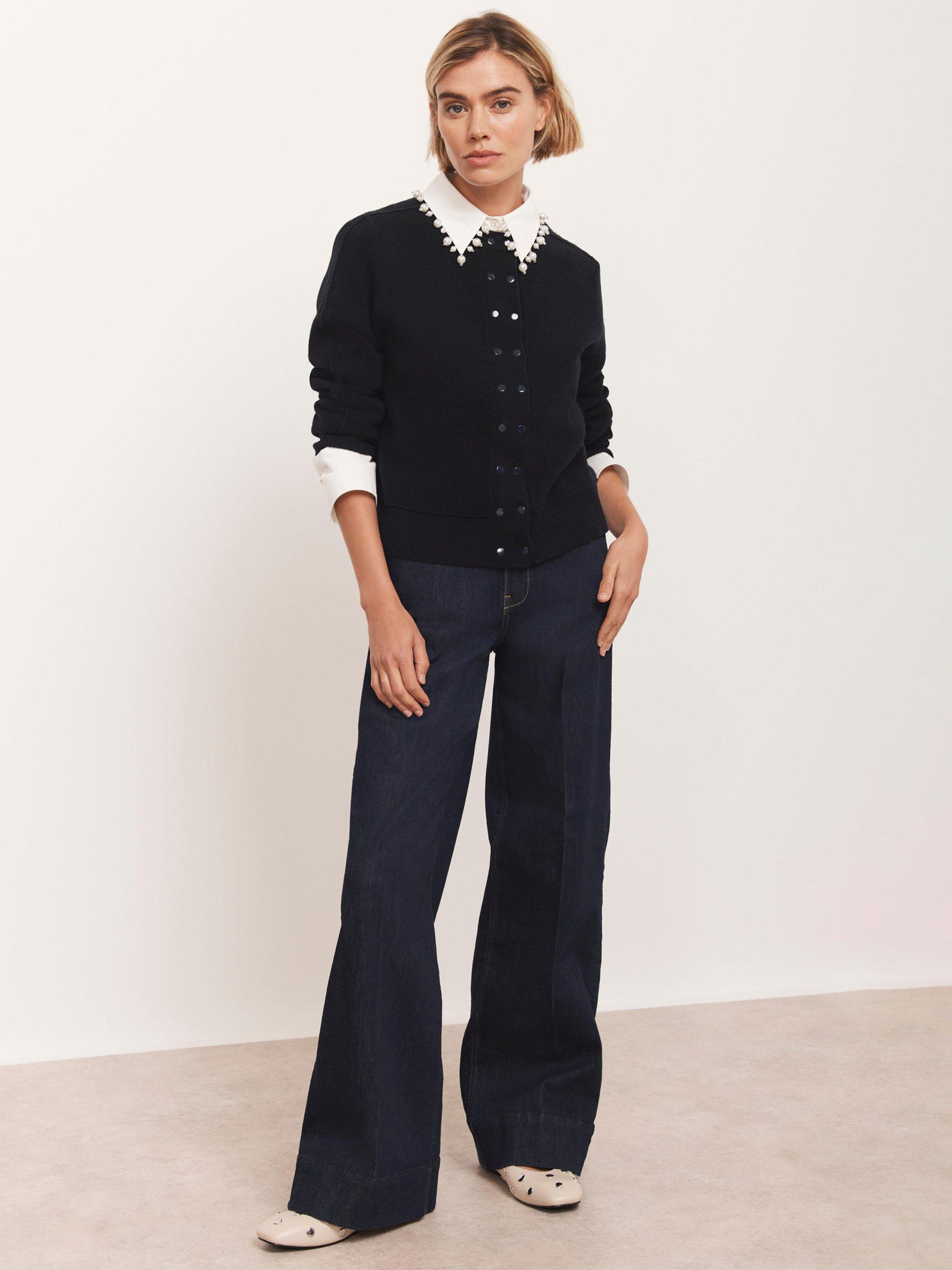 Product image 3 of 8, which shows Mint Velvet Double Button Long Sleeve Cardigan, Navy, XL