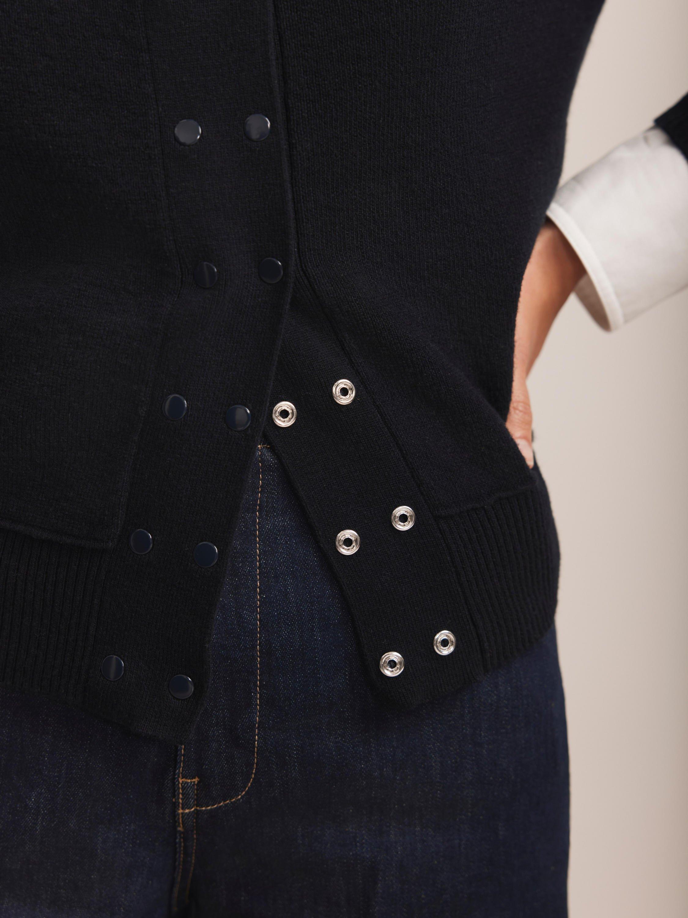 Product image 4 of 8, which shows Mint Velvet Double Button Long Sleeve Cardigan, Navy, XL