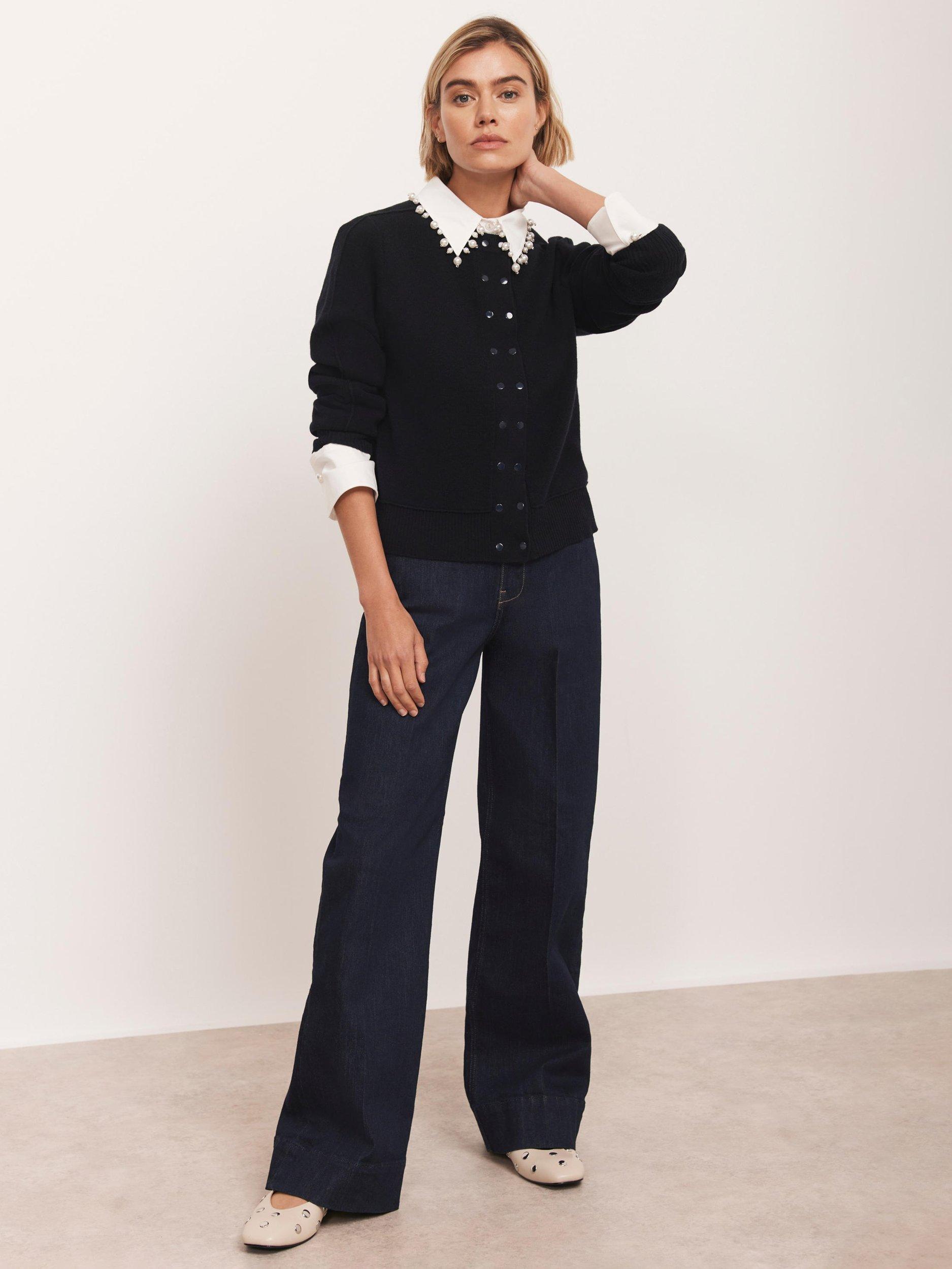 Product image 5 of 8, which shows Mint Velvet Double Button Long Sleeve Cardigan, Navy, XL