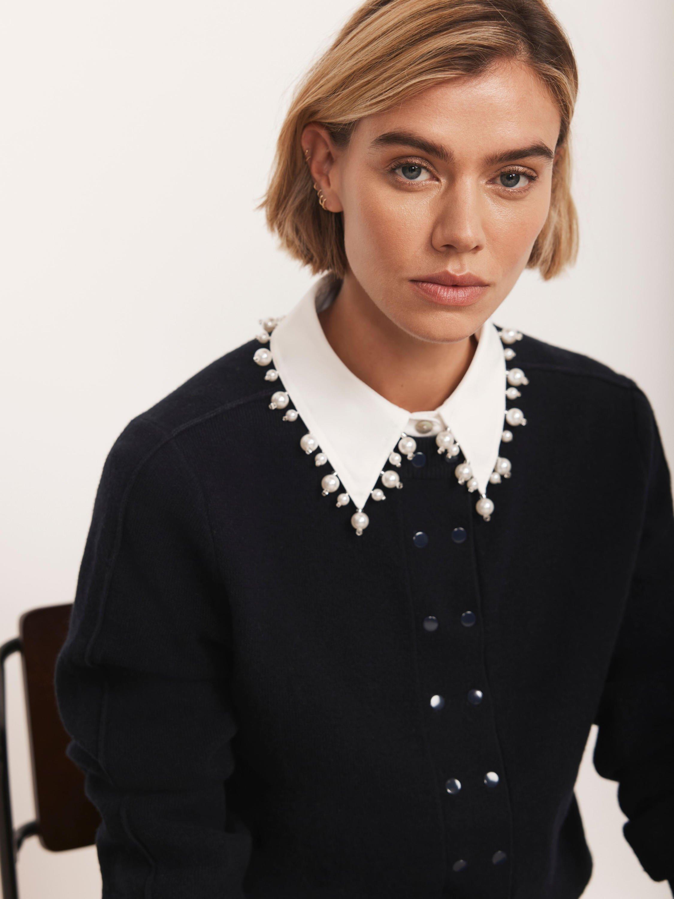 Product image 6 of 8, which shows Mint Velvet Double Button Long Sleeve Cardigan, Navy, XL