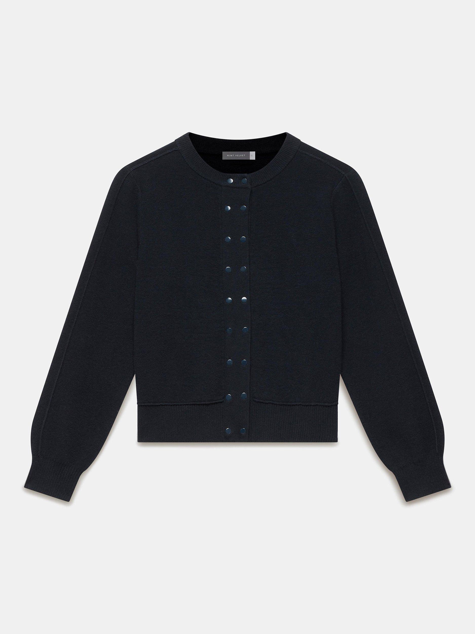 Product image 7 of 8, which shows Mint Velvet Double Button Long Sleeve Cardigan, Navy, XL