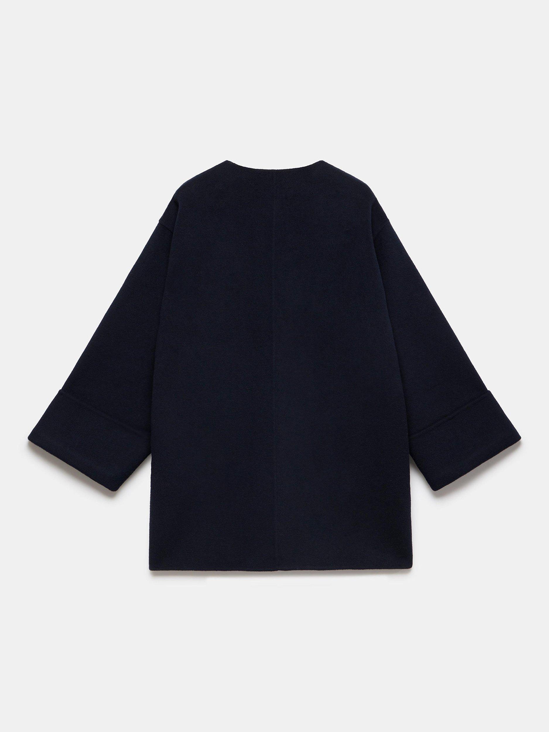 Product image 8 of 8, which shows Mint Velvet Round Neck Hand Finished Wool Blend Coat, Navy, XS