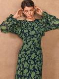 Mint Velvet Open Back Floral Maxi Dress, Green/Multi