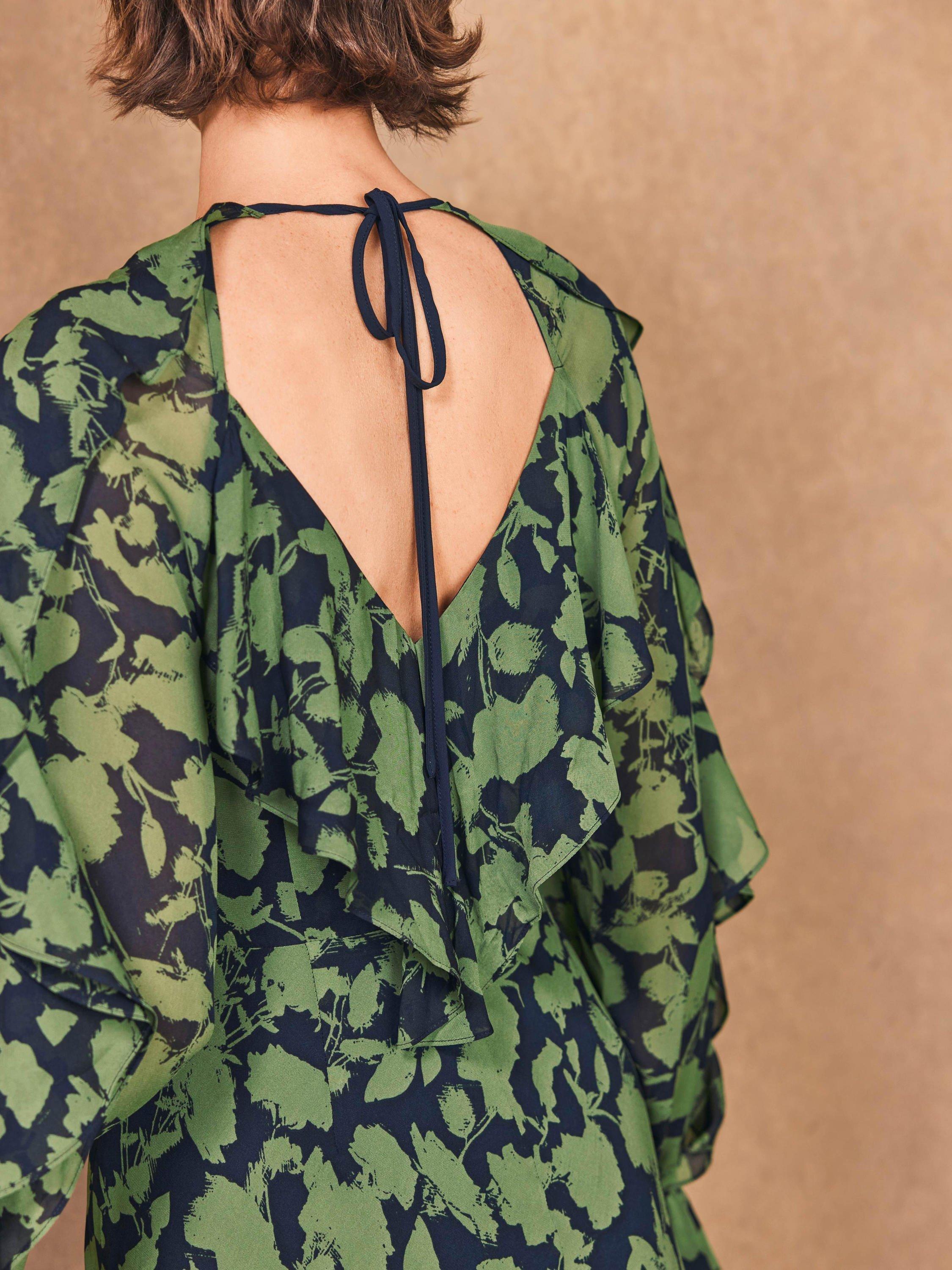 Product image 5 of 8, which shows Mint Velvet Open Back Floral Maxi Dress, Green/Multi, 6