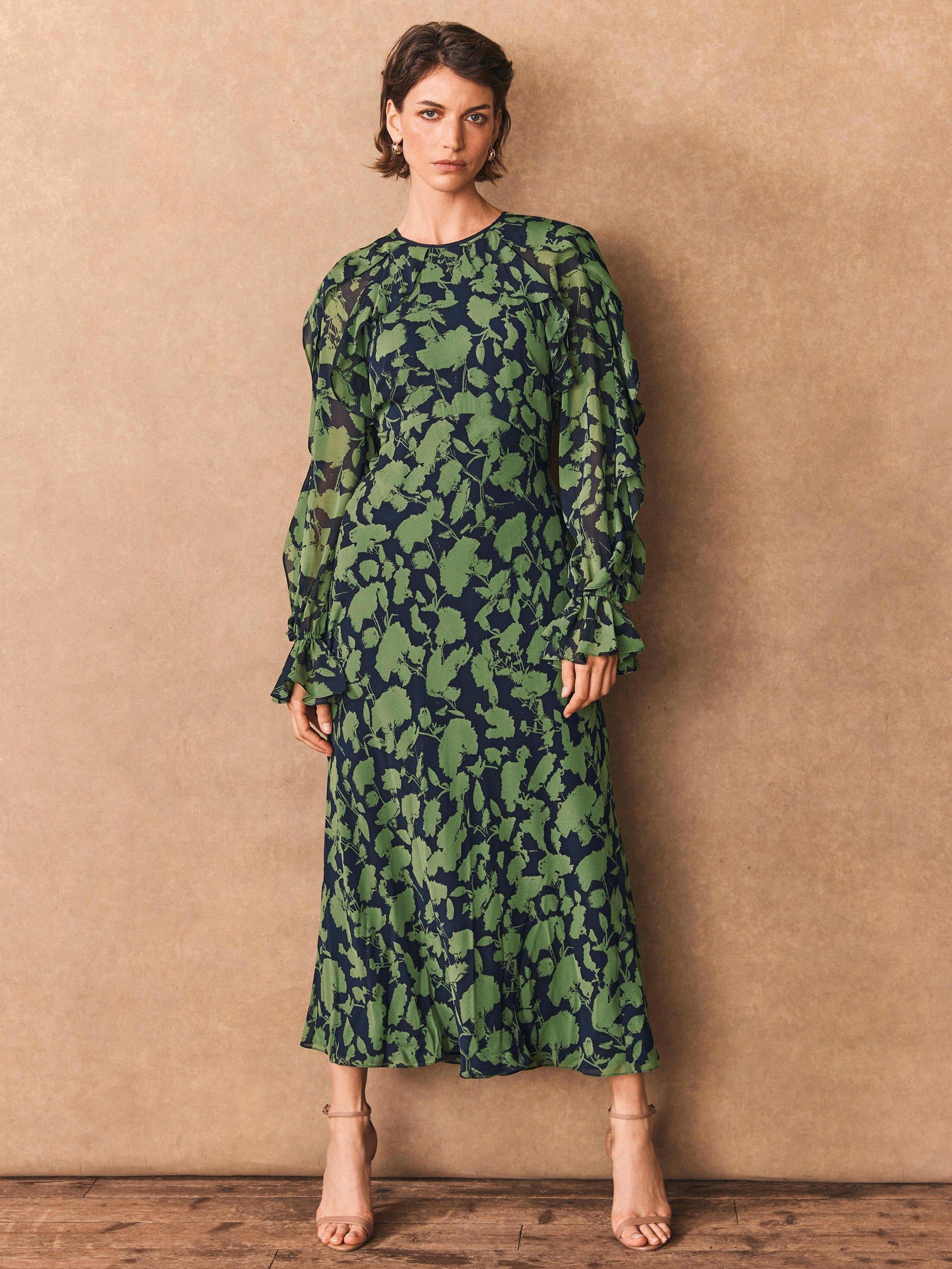 Product image 6 of 8, which shows Mint Velvet Open Back Floral Maxi Dress, Green/Multi, 6