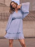 Mint Velvet Ruffle Boho Mini Dress, Blue