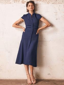 Mint Velvet Boucle Midi Dress, Navy, Navy