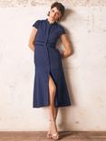 Mint Velvet Boucle Midi Dress, Navy