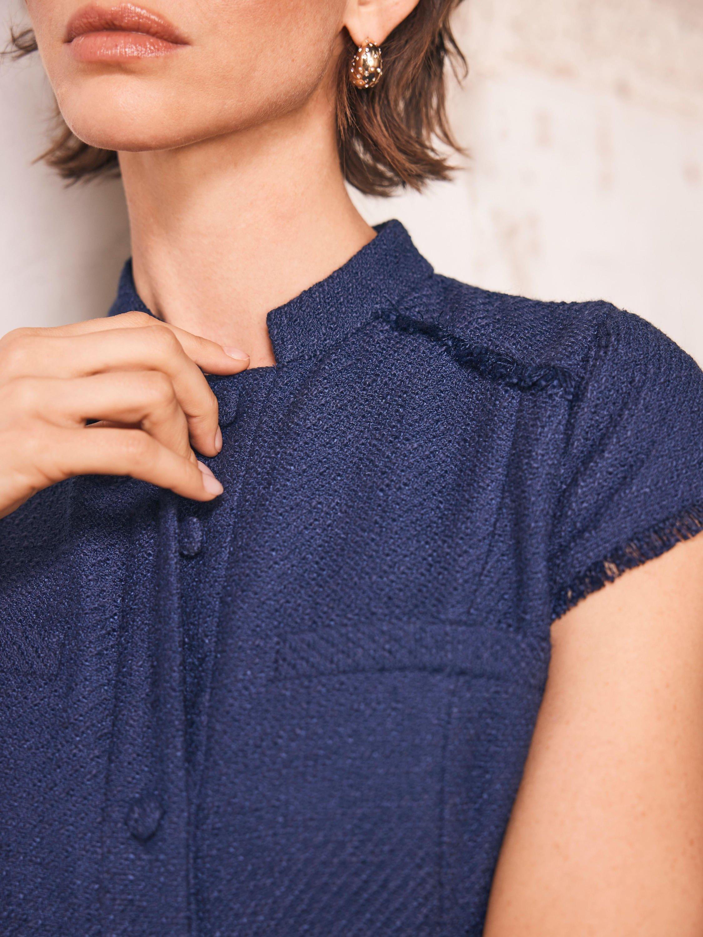 Product image 5 of 8, which shows Mint Velvet Boucle Midi Dress, Navy, 6