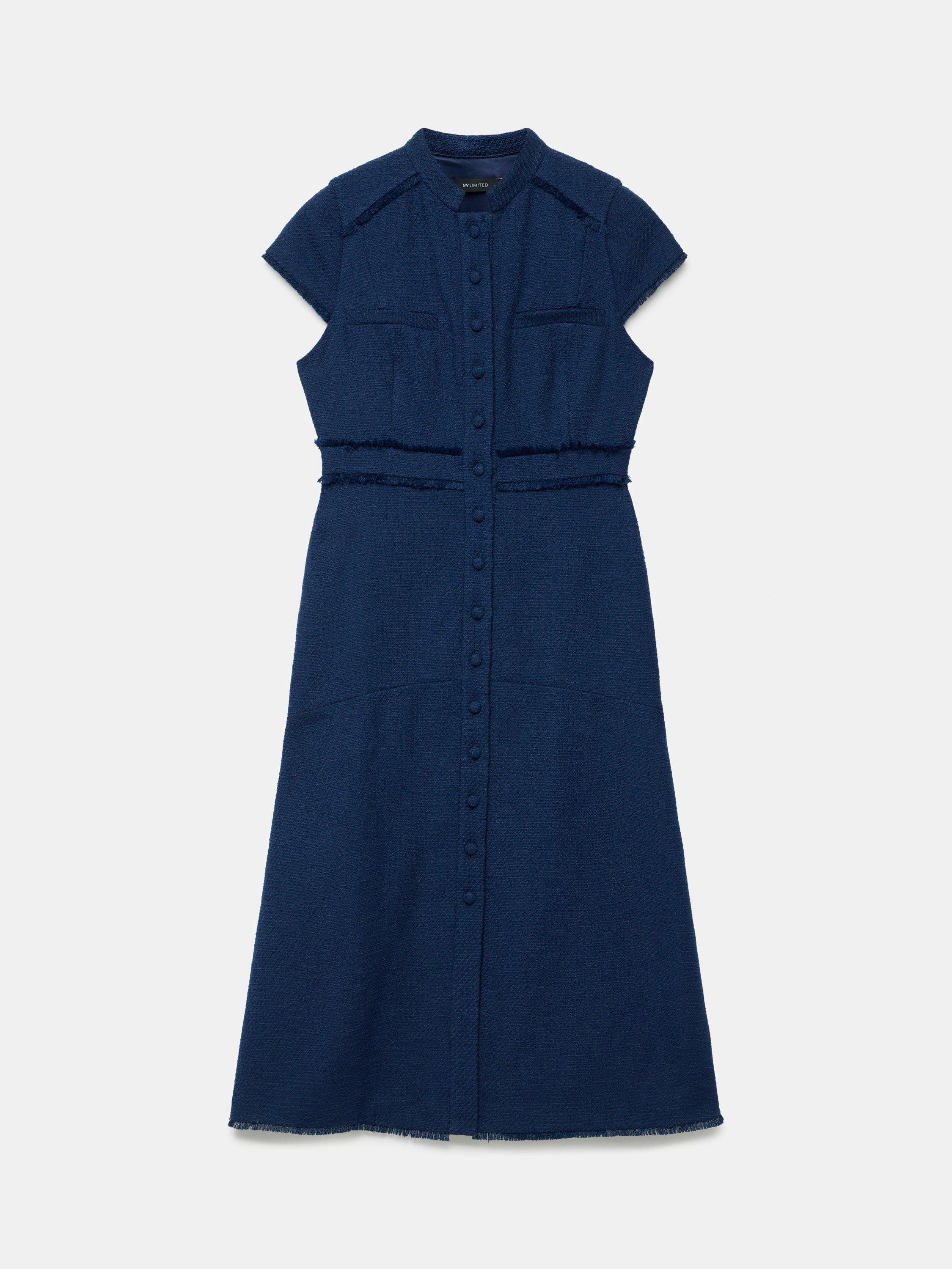 Product image 7 of 8, which shows Mint Velvet Boucle Midi Dress, Navy, 6