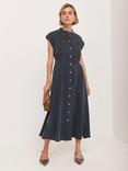 Mint Velvet Pin Tuck Trim Utility Midi Dress, Navy