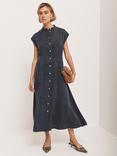 Mint Velvet Pin Tuck Trim Utility Midi Dress, Navy