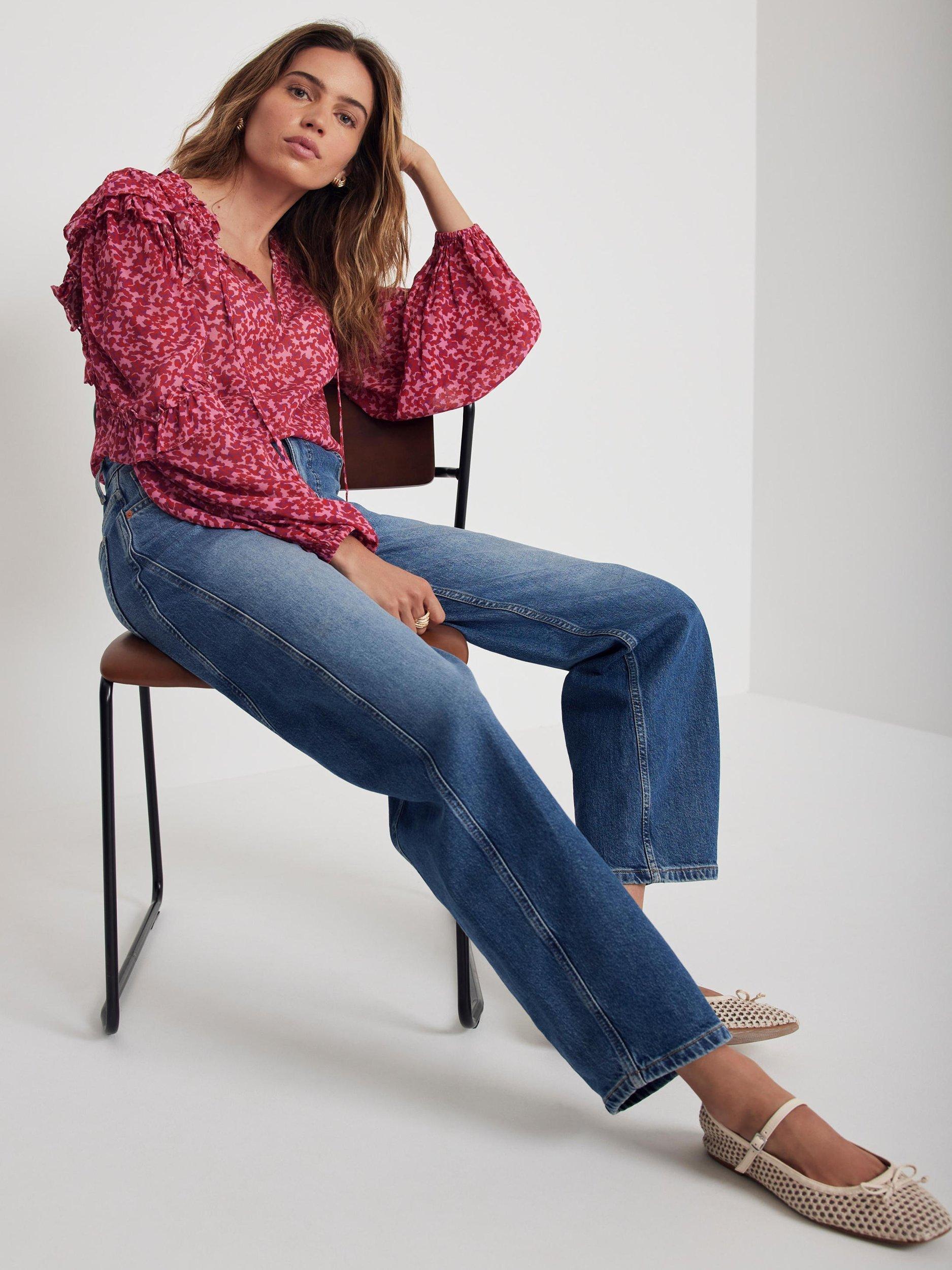 Product image 5 of 7, which shows Mint Velvet Floral Ruffle Top, Pink/Multi, XS