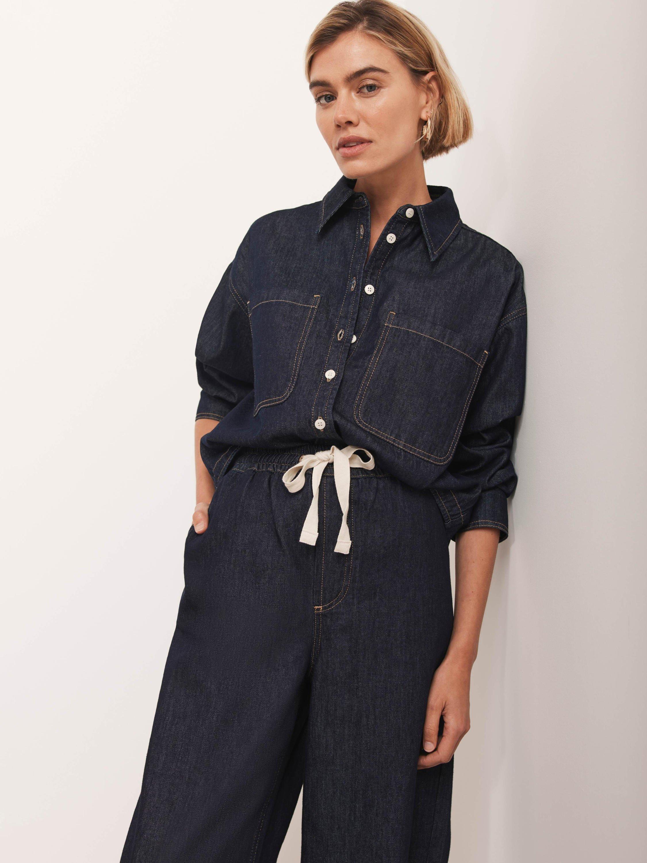 Mint Velvet Chest Pocket Denim Shirt, Navy