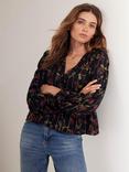 Mint Velvet Rose Tie Front Top, Red/Multi