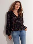 Mint Velvet Rose Tie Front Top, Red/Multi