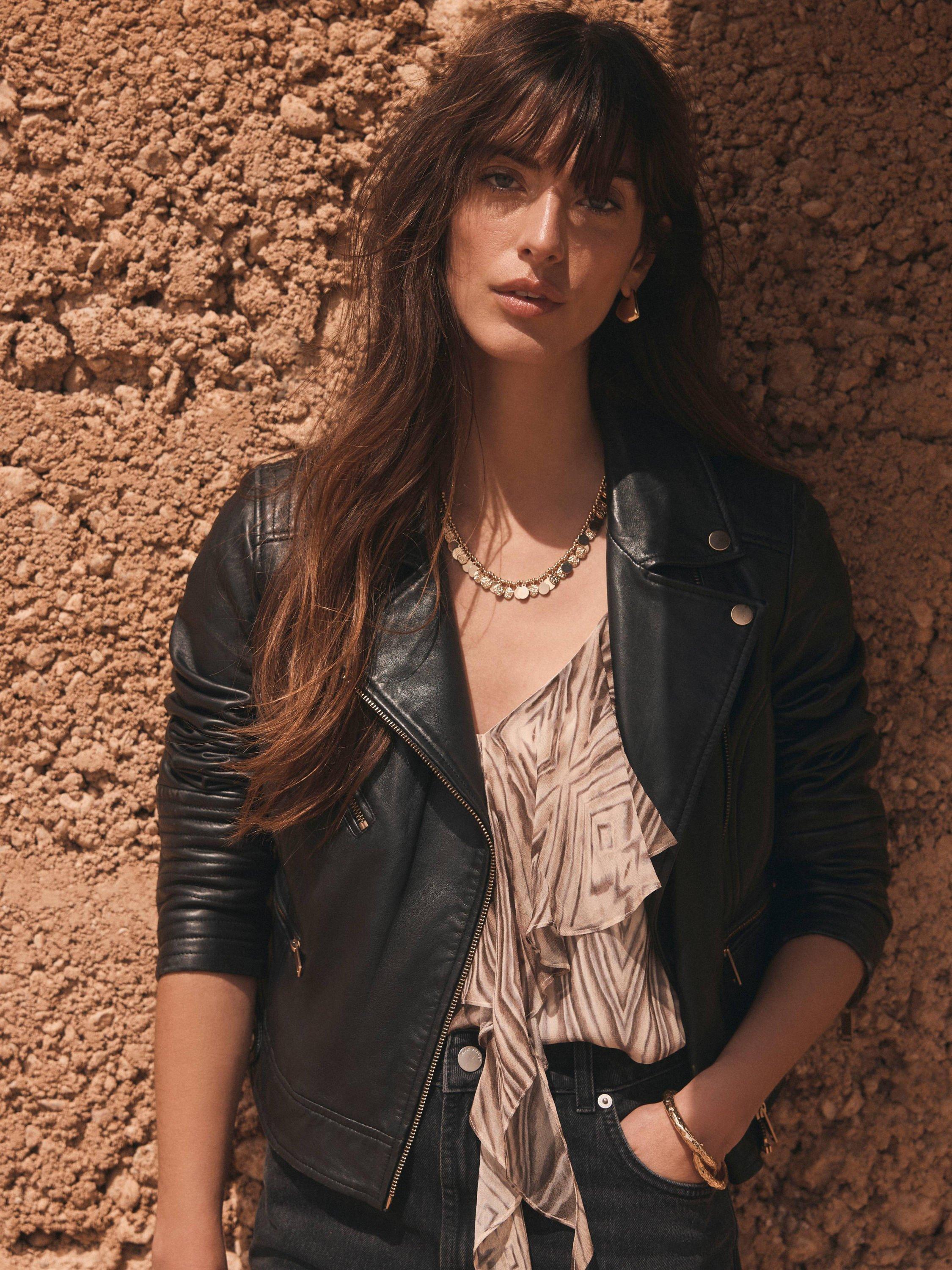 Product image 5 of 8, which shows Mint Velvet Print Spaghetti Strap V Neck Camisole Top, Brown/Multi, 6