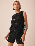 Mint Velvet Sleeveless Sequin Tassel Top