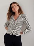 Mint Velvet Stripe Ruched Top, Natural/Multi