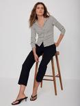 Mint Velvet Stripe Ruched Top, Natural/Multi