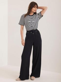 Mint Velvet Wide Leg Drawstring Trousers - view 2, Navy