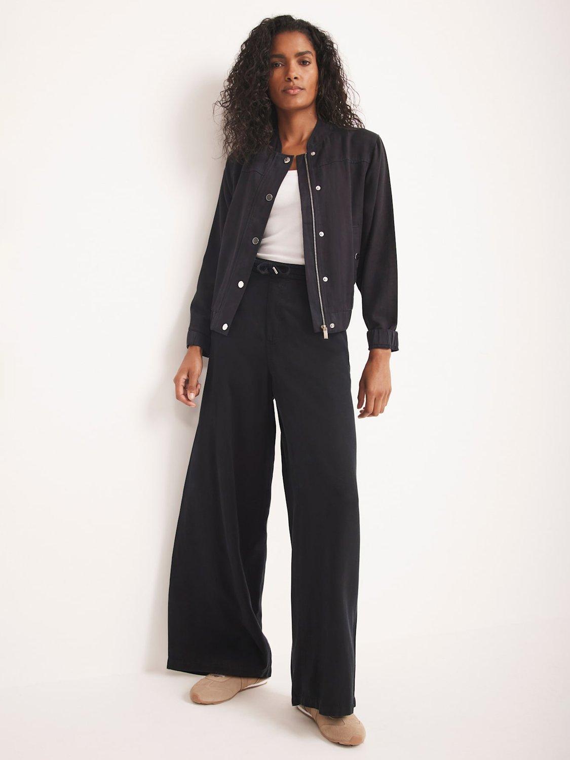Product image 5 of 7, which shows Mint Velvet Wide Leg Drawstring Trousers, Navy, S Reg