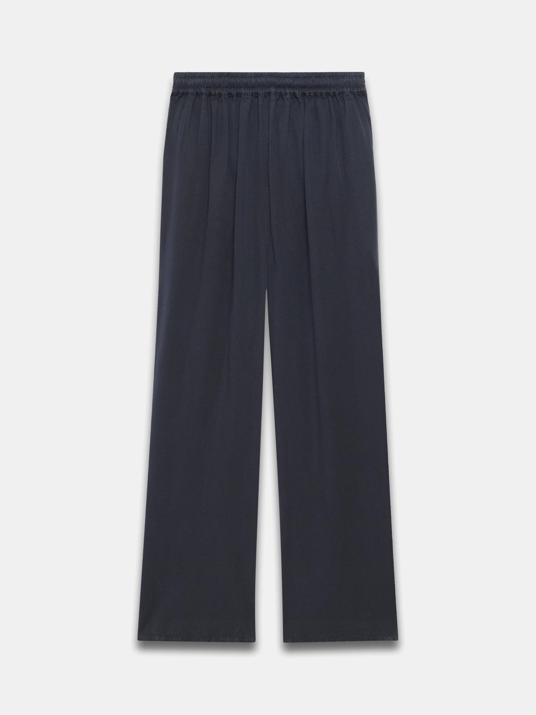 Product image 7 of 7, which shows Mint Velvet Wide Leg Drawstring Trousers, Navy, S Reg