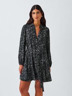 John Lewis Speckled Spot Mini Shirt Dress, Black/Multi, Black/Multi