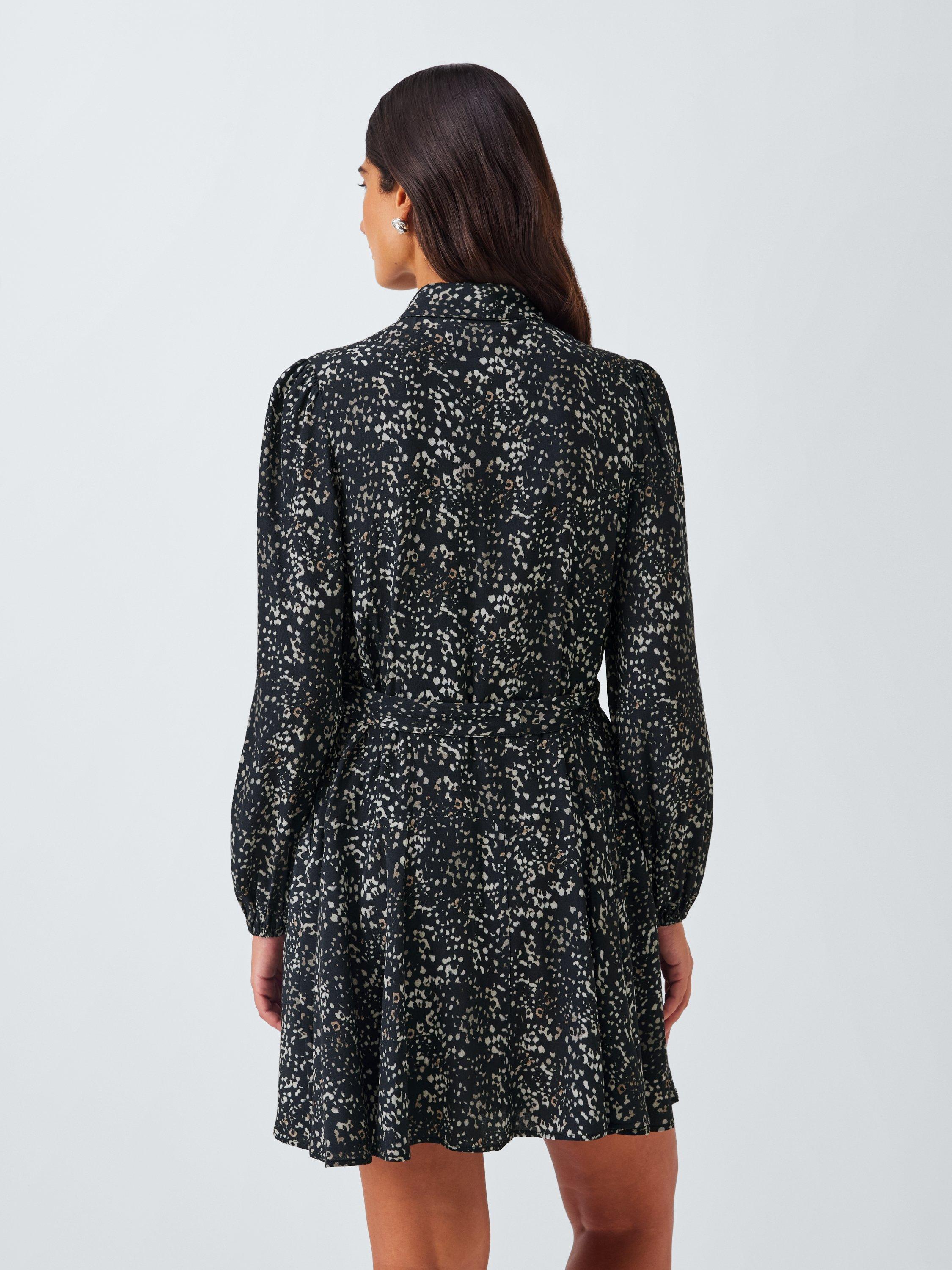 Product image 2 of 6, which shows John Lewis Speckled Spot Mini Shirt Dress, Black/Multi, 10