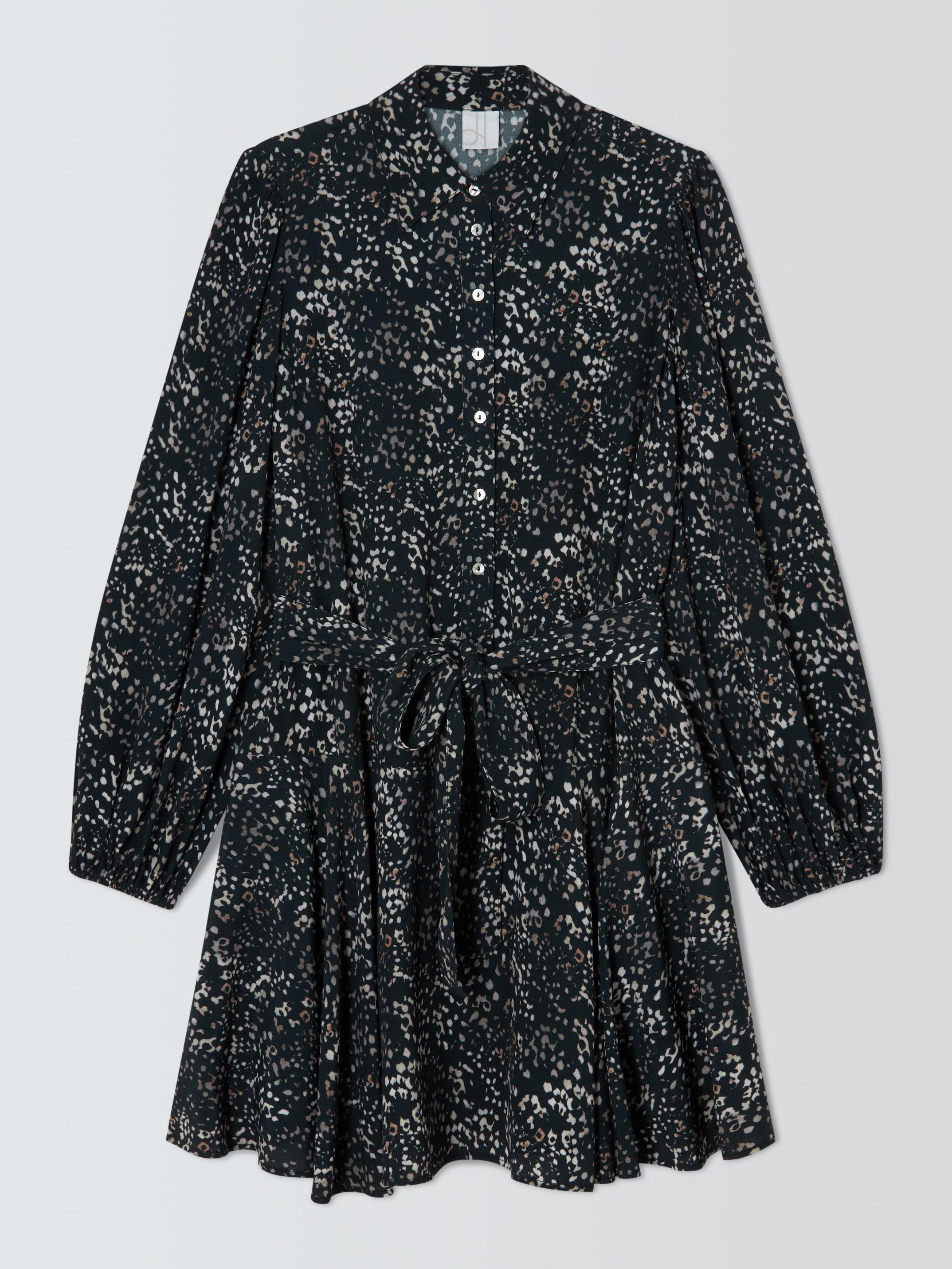 Product image 4 of 6, which shows John Lewis Speckled Spot Mini Shirt Dress, Black/Multi, 10