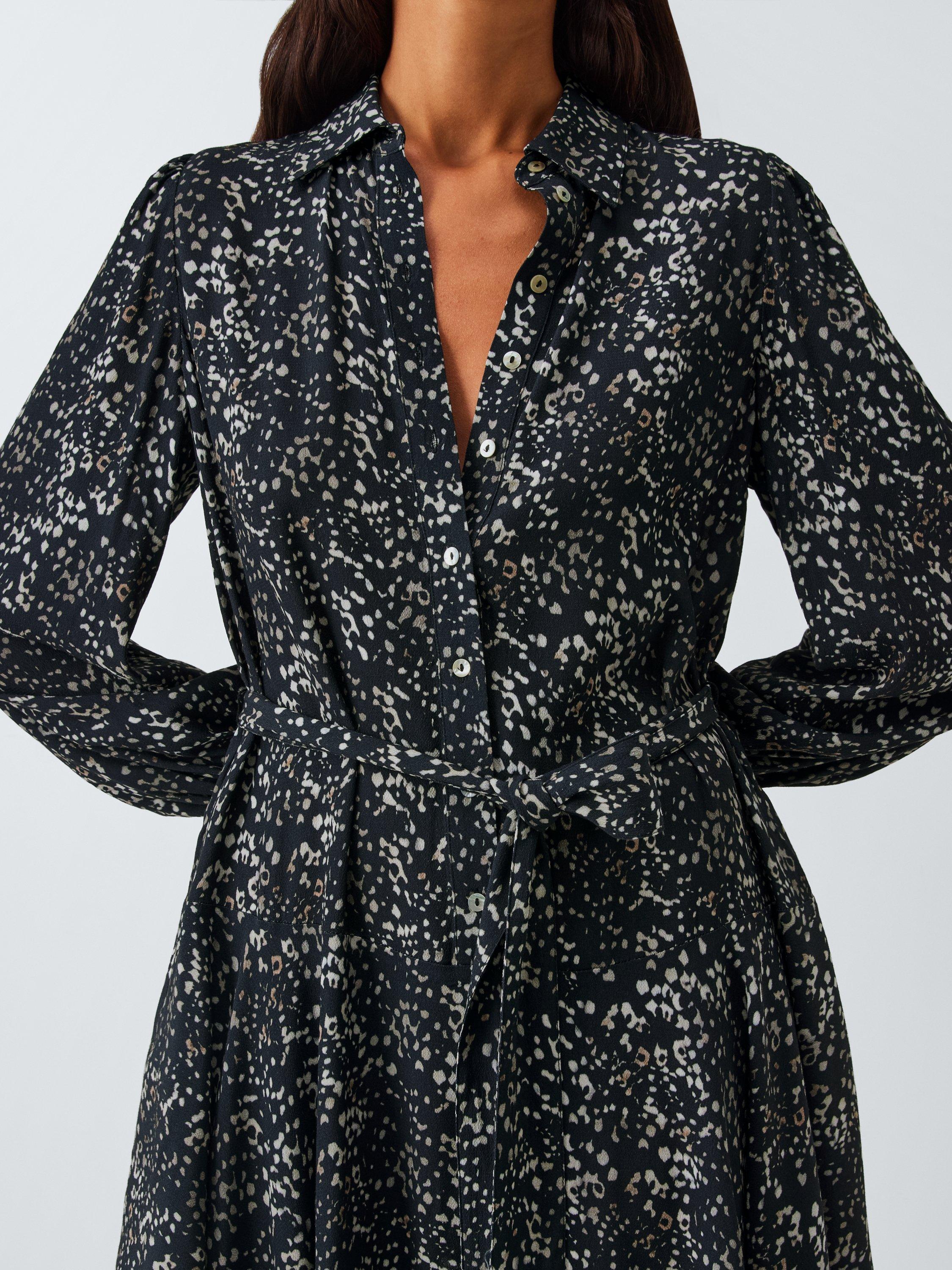 Product image 5 of 6, which shows John Lewis Speckled Spot Mini Shirt Dress, Black/Multi, 10
