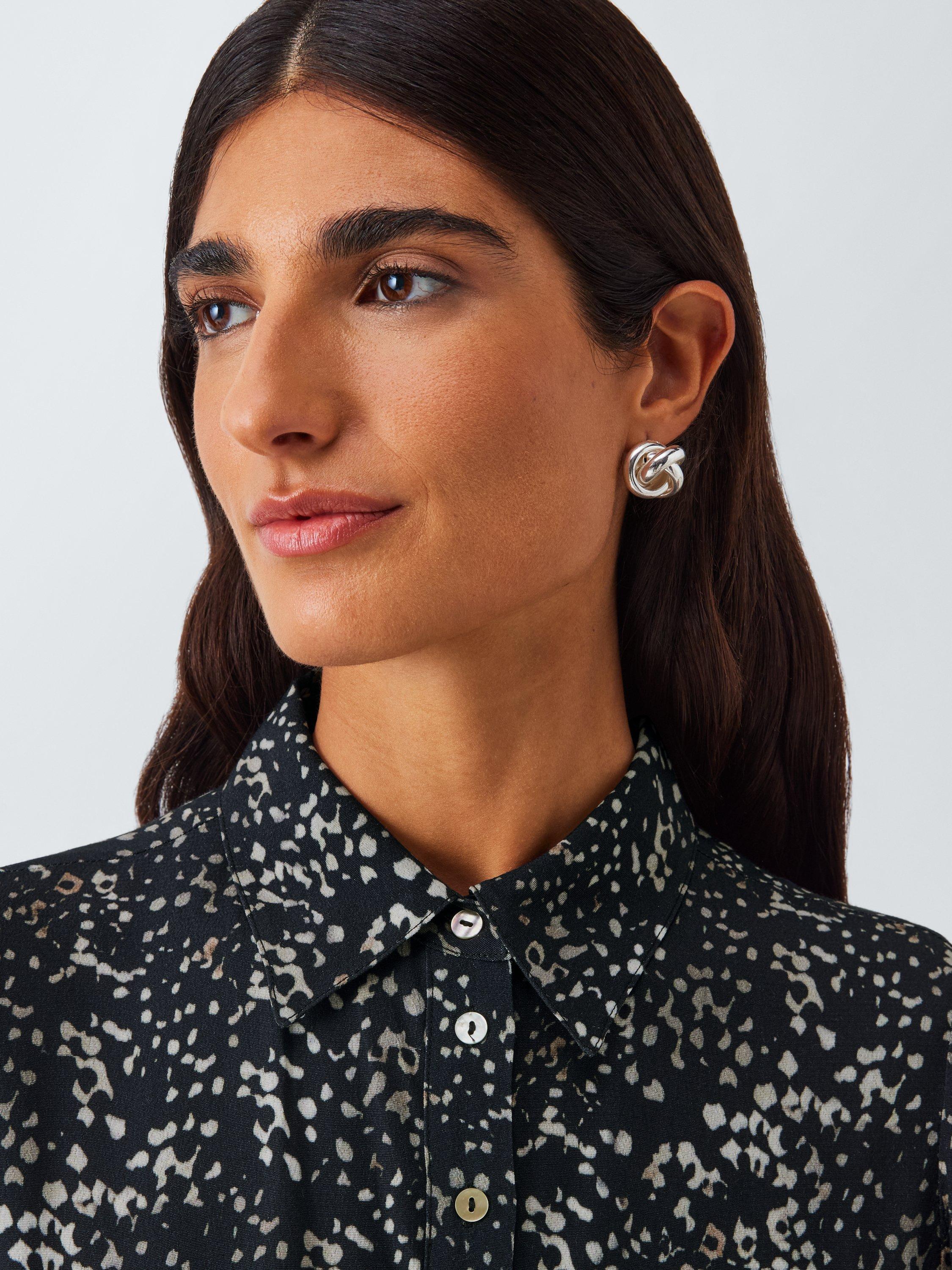 Product image 6 of 6, which shows John Lewis Speckled Spot Mini Shirt Dress, Black/Multi, 10