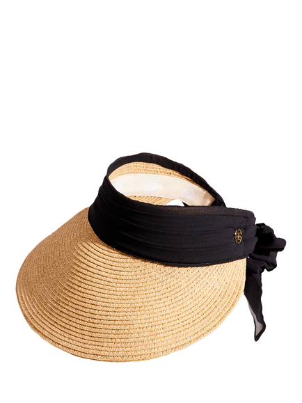 Seaspray Charlotte Straw Visor, Tan/Black