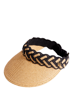 Seaspray Amelia Braided Straw Visor, Natural/Black
