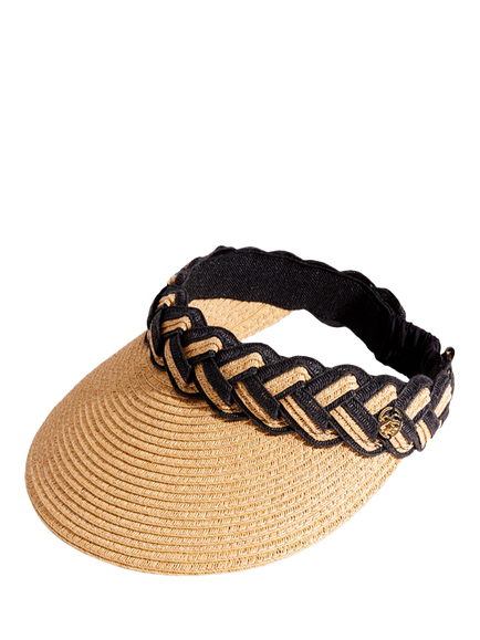 Seaspray Amelia Braided Straw Visor, Natural/Black