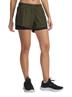 Under Armour Tech Play Up 2-in-1 Shorts, Green / Black, Green / Black