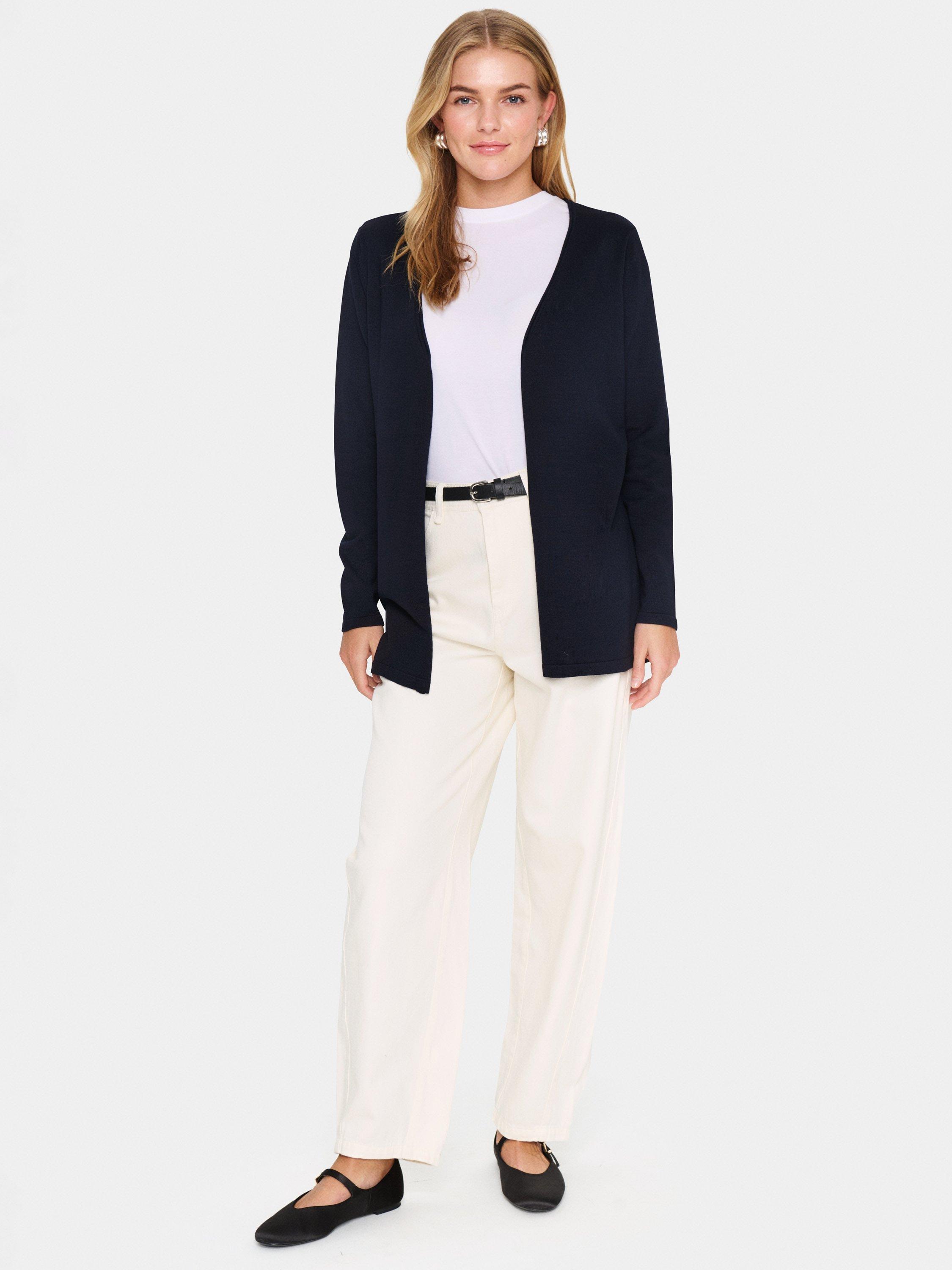 Product image 3 of 6, which shows Saint Tropez KilaSZ Open Mid Crop Cardigan, Navy Blue, L