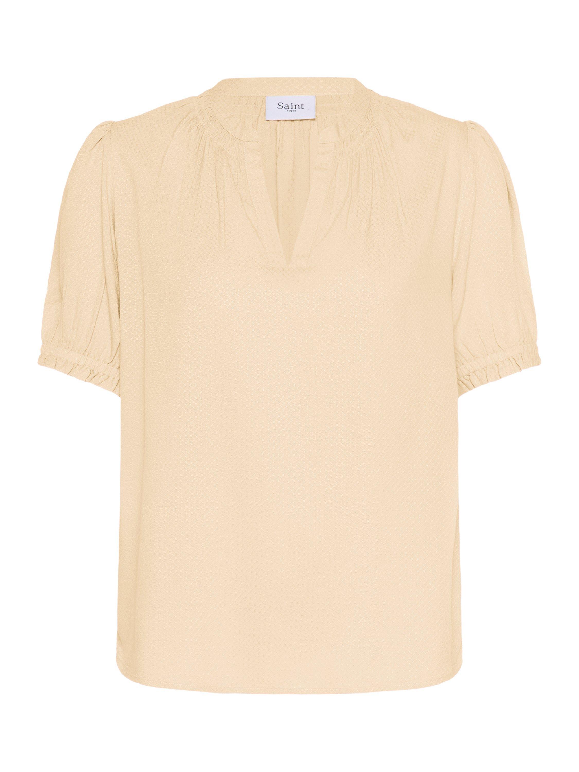 Product image 1 of 2, which shows Saint Tropez BrittaSZ Short Sleeve V-Neck Blouse, Natural Cream, M