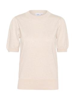 Saint Tropez MilaSZ Short Sleeve Crew Neck Pullover Jumper, Natural Beige