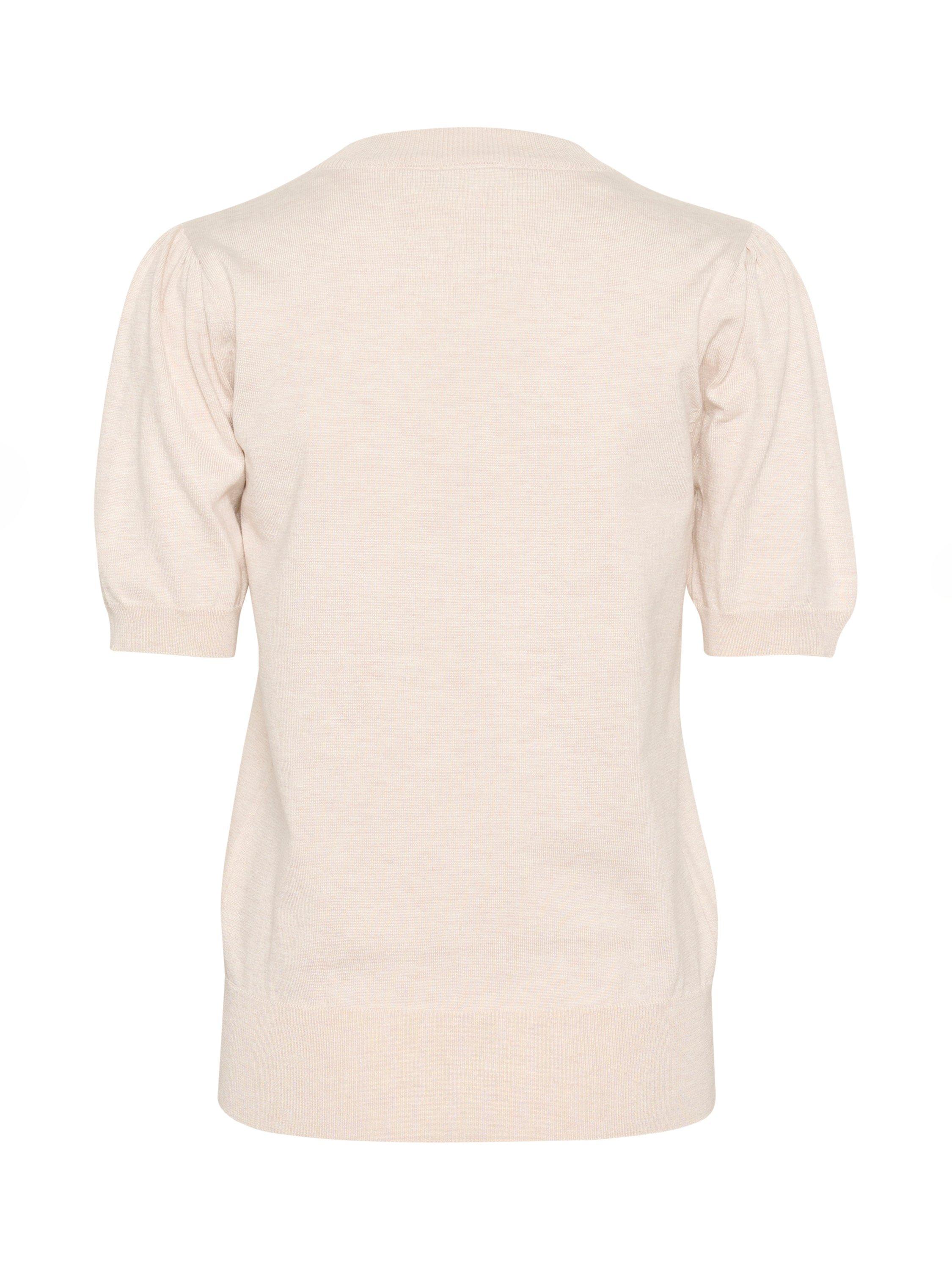 Product image 2 of 2, which shows Saint Tropez MilaSZ Short Sleeve Crew Neck Pullover Jumper, Natural Beige, XS