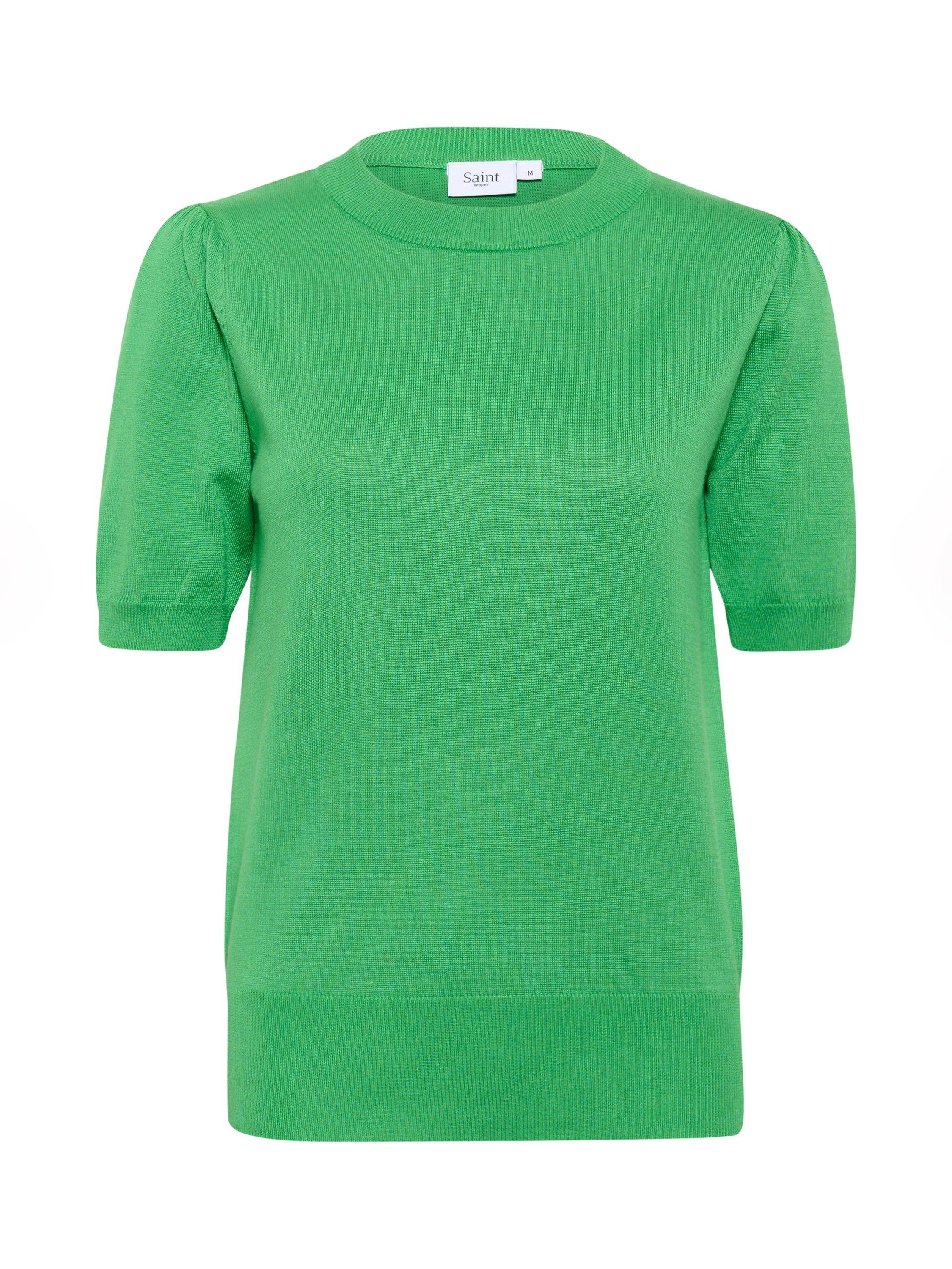 Product image 1 of 2, which shows Saint Tropez MilaSZ Short Sleeve Crew Neck Pullover Jumper, Mid Green, XS