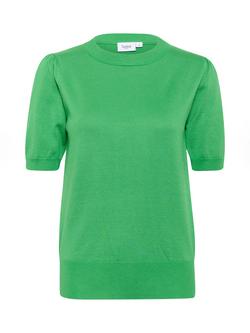 Saint Tropez MilaSZ Short Sleeve Crew Neck Pullover Jumper, Mid Green
