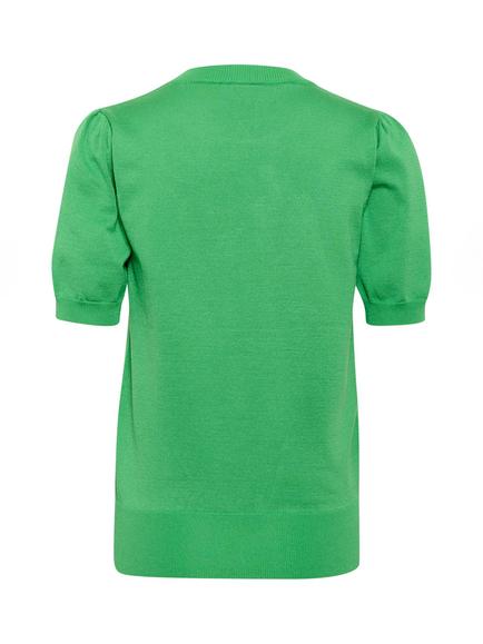 Saint Tropez MilaSZ Short Sleeve Crew Neck Pullover Jumper - view 2, Mid Green