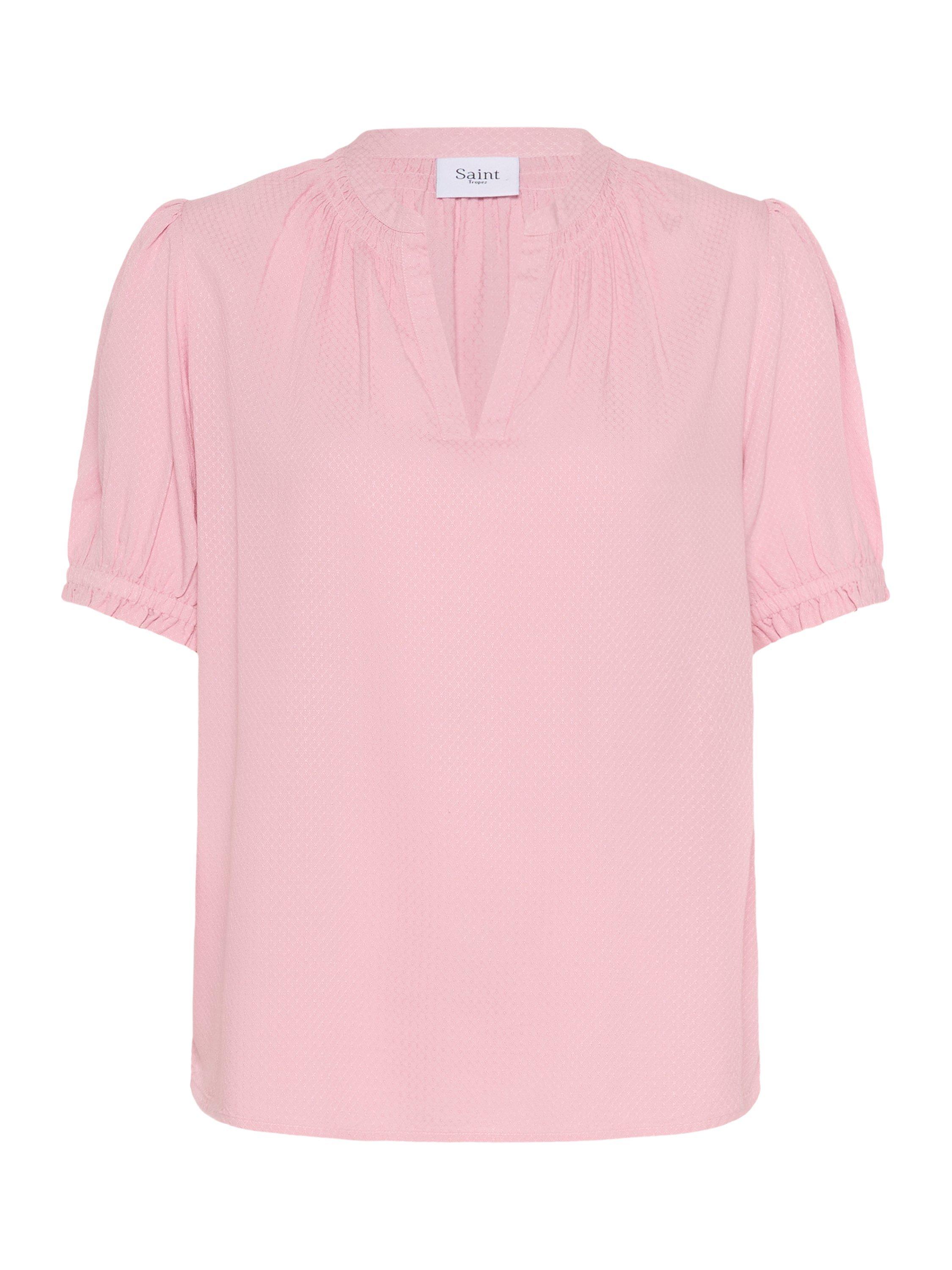 Product image 1 of 2, which shows Saint Tropez BrittaSZ Short Sleeve V-Neck Blouse, Mid Pink, L