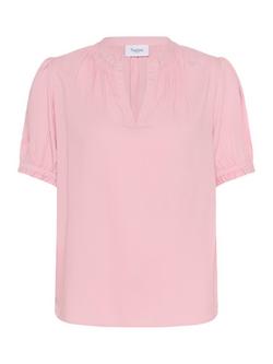 Saint Tropez BrittaSZ Short Sleeve V-Neck Blouse, Mid Pink