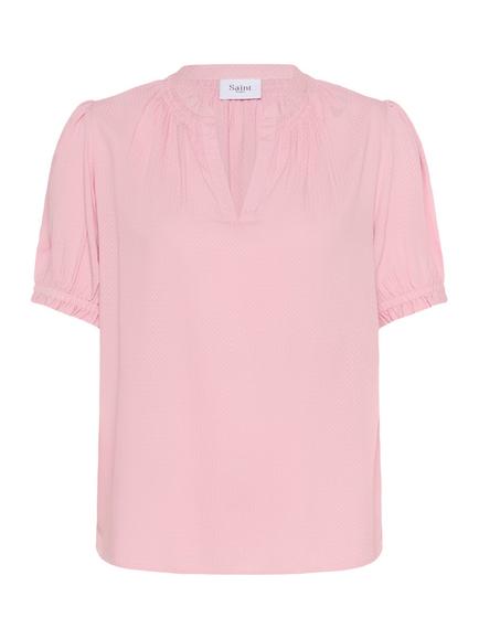 Saint Tropez BrittaSZ Short Sleeve V-Neck Blouse, Mid Pink