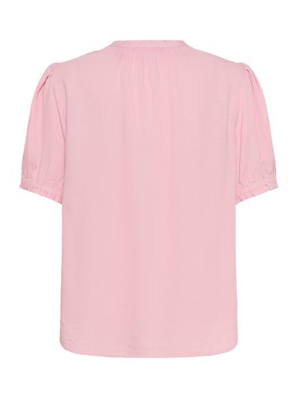 Saint Tropez BrittaSZ Short Sleeve V-Neck Blouse - view 2, Mid Pink