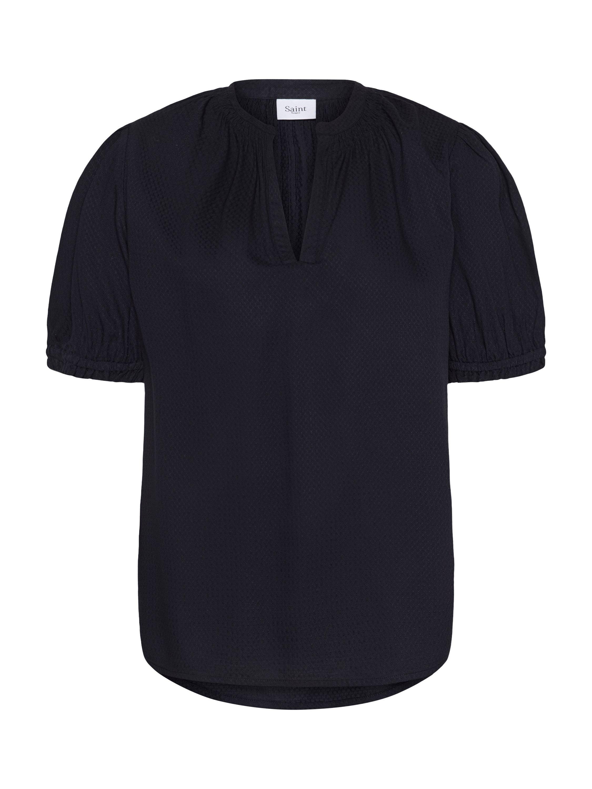 Product image 1 of 2, which shows Saint Tropez BrittaSZ Short Sleeve V-Neck Blouse, Dark Blue, XS