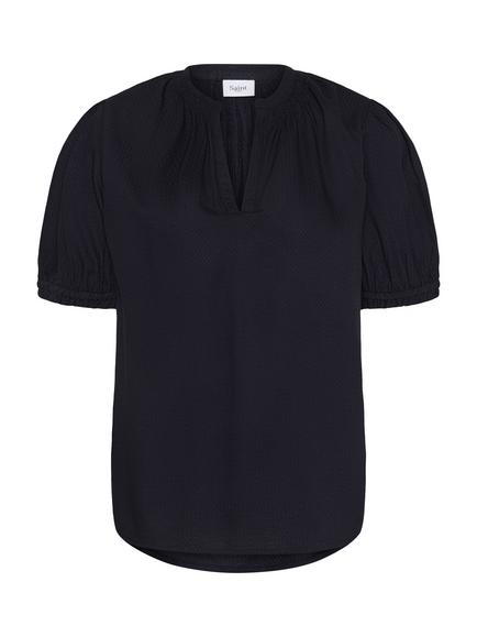 Saint Tropez BrittaSZ Short Sleeve V-Neck Blouse, Dark Blue